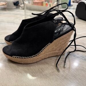 Guess Black Espadrille Wedge Sandals